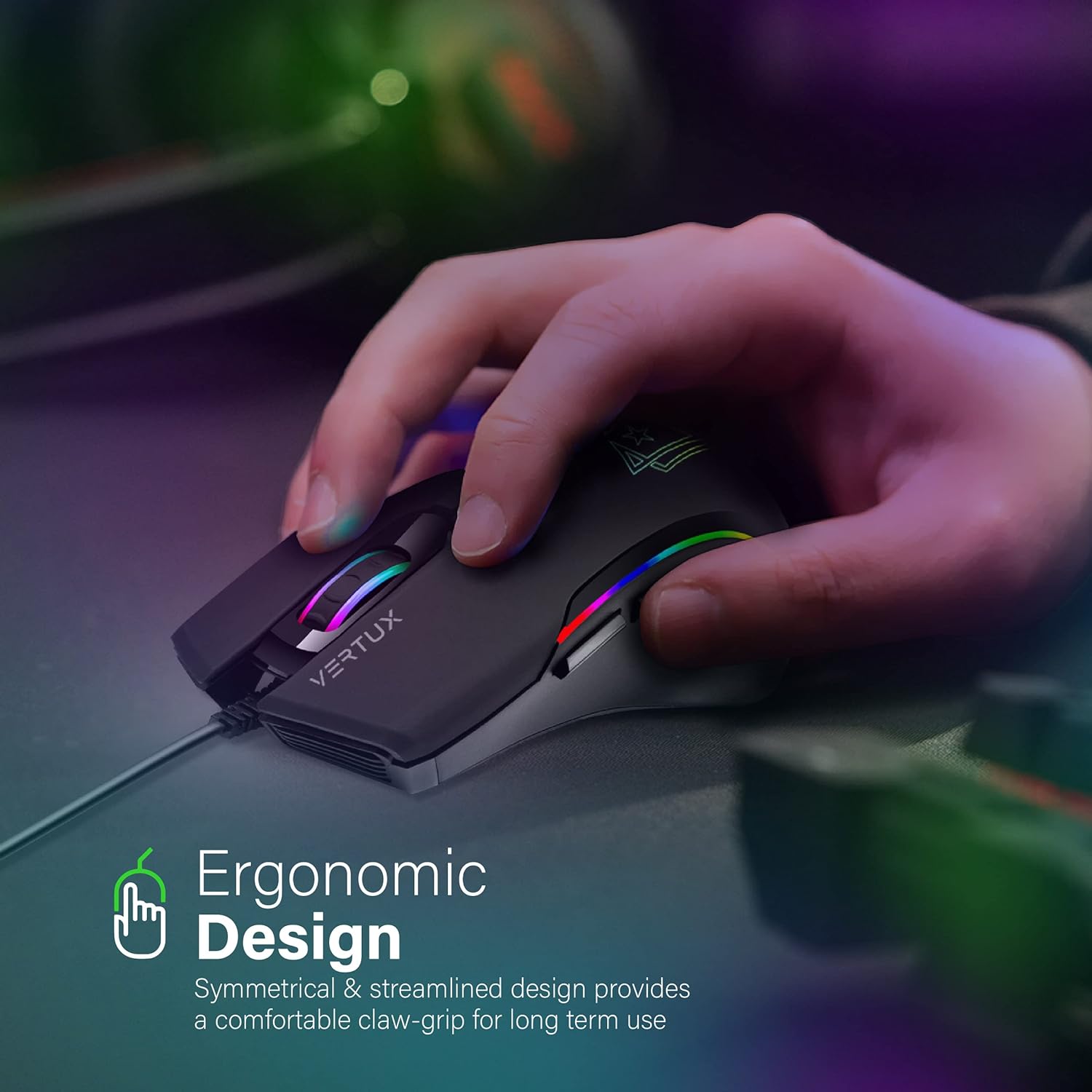 Vertux Assaulter Gaming Mouse Up to 10000 DPI Optical Sensor Lights Wired Optical Gaming Mouse Ultra Fast 10 Million Clicks Lightweight RGB Gaming Mouse Black Vertux Assaulter Gaming Mouse Up to 10000 DPI Optical Sensor Lights Wired Optical Gaming Mouse Ultra Fast 10 Million Clicks Lightweight RGB Gaming Mouse Black